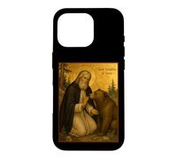 Custodia per iPhone 16 Pro Icona ortodossa di San Serafino di Sarov con un orso
