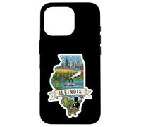 Custodia per iPhone 16 Pro Illinois Vintage Skyline di Chicago e Orgoglio dell'Illinois