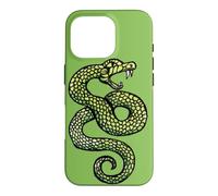Custodia per iPhone 16 Pro Illustrazione del serpente che colpisce il tatuaggio del serpente che sibila verde