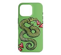 Custodia per iPhone 16 Pro Illustrazione del serpente che colpisce il tatuaggio del serpente che sibila verde