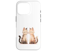 Custodia per iPhone 16 Pro Illustrazione Due Gatti uno di Fronte all’Altro