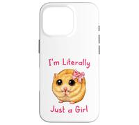 Custodia per iPhone 16 Pro I'm Literally Just a Girl Cute Funny Hamster Big Eyes Meme