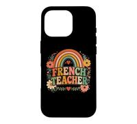 Custodia per iPhone 16 Pro Insegnante francese Retro Rainbow Language Educator Design