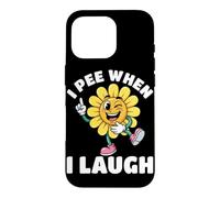 Custodia per iPhone 16 Pro Io pipì quando rido fiore giallo pipì scherzo umorismo