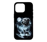 Custodia per iPhone 16 Pro Irish Wolfhound Howling to the Moon, cane retrò anni '90