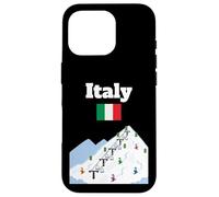 Custodia per iPhone 16 Pro Italia, sci, viaggio, souvenir, sci, amante dello sci, bandiera italiana