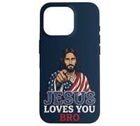 Custodia per iPhone 16 Pro Jesus Loves You Bro Christian Religious Faith