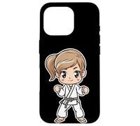 Custodia per iPhone 16 Pro Karate Girl stile fumetto Karateka Sports