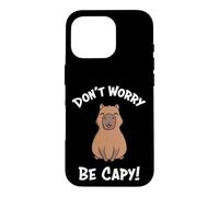 Custodia per iPhone 16 Pro Kawaii Kids Boys Don't Worry Be Capy Meme Lover Capybara