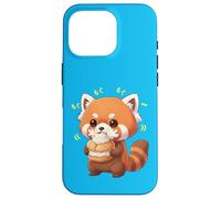 Custodia per iPhone 16 Pro Kawaii Red Panda Bamboo Cat Munching Felicemente
