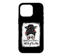 Custodia per iPhone 16 Pro Kinda Busy Being A Dog Mom Little Lion Funny Messy Bun