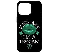 Custodia per iPhone 16 Pro Kiss Me I'm a Lesbian St Patricks Day Green Lips Les Pride