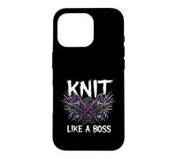 Custodia per iPhone 16 Pro Knitting Crafter Knit Like A Boss Heavy Metals Skull