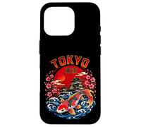 Custodia per iPhone 16 Pro Koi Pesce Tokyo Giappone Castello Sakura Illustrazione Arte