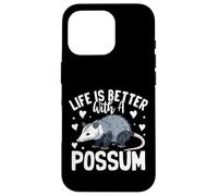 Custodia per iPhone 16 Pro La vita è migliore con un opossum divertente carino amante opossum