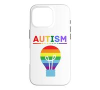 Custodia per iPhone 16 Pro Lampadina arcobaleno per la consapevolezza dell'autismo, supporto autistico, mamma e papà