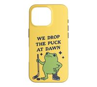 Custodia per iPhone 16 Pro Lasciamo cadere il disco all'alba Funny Hockey Frog