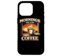 Custodia per iPhone 16 Pro Le mattine sono per il caffè Caffeina vintage al tramonto