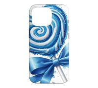 Custodia per iPhone 16 Pro Lecca lecca cuore caramella menta piperita blu
