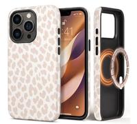 Custodia per iPhone 16 Pro Leo, per MagSafe, motivo leopardato, beige | Aesthetic - Custodia con stampa leopardata colorata, autunno, primavera, per donne, ragazze, signore, motivo leopardato