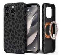 Custodia per iPhone 16 Pro Leo, per MagSafe, motivo leopardato, nero | Aesthetic - Custodia con stampa leopardata colorata, autunno, primavera, per donne, ragazze, signore, motivo leopardato
