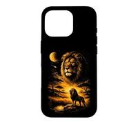 Custodia per iPhone 16 Pro Leone Savana Notte Luna Celeste Streak Fauna Selvatica