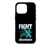 Custodia per iPhone 16 Pro Lotta al cancro cervicale consapevolezza bandiera americana nastro verde acqua
