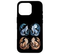 Custodia per iPhone 16 Pro Lupi mistici Ululando Luna Divertente Fantasy Wildlife