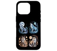 Custodia per iPhone 16 Pro Lupi mistici Ululando Luna Divertente Fantasy Wildlife