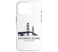 Custodia per iPhone 16 Pro Mackinac Island Bridge Michigan Grandi Laghi Huron viaggio in traghetto