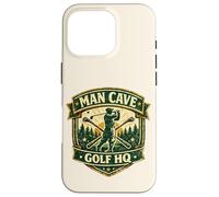 Custodia per iPhone 16 Pro Man Cave Golf Headquarters Vintage Retro Regalo per golfisti