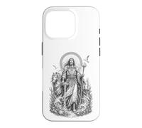 Custodia per iPhone 16 Pro Manannan, linea d'arte celtica del dio celtico delle onde sacre