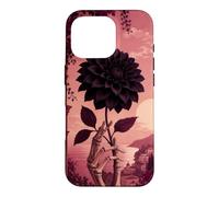 Custodia per iPhone 16 Pro Mano scheletro che tiene una dalia nera