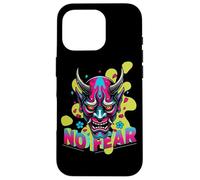 Custodia per iPhone 16 Pro Maschera giapponese Oni Cyberpunk Demone Samurai Streetwear Art
