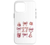 Custodia per iPhone 16 Pro Max 17° Compleanno Ragazza Coquette Fiocchi Rosa Diciassette Anni