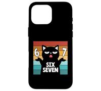 Custodia per iPhone 16 Pro Max 67 Maglietta meme Cat 6 7 Gesto della mano Adolescenti Slang Six Seven