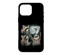 Custodia per iPhone 16 Pro Max 67 Meme Racoon Howling At The Moon 67 T-Shirt 6 7 Halloween