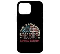 Custodia per iPhone 16 Pro Max 90° compleanno regalo uomo Vintage nato 1936 girando 90 anni