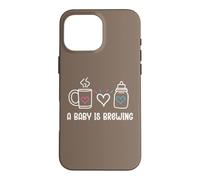 Custodia per iPhone 16 Pro Max A Baby is Brewing Baby Shower Mom and Dad to Be Mommy Coffee