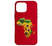 Custodia per iPhone 16 Pro Max African Animal Map Juneteenth Flag Colors Pride Black Africa