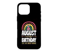 Custodia per iPhone 16 Pro Max Agosto è il mio compleanno Sì, tutto il mese Boho Rainbow