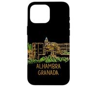 Custodia per iPhone 16 Pro Max Alhambra Granada Spagna Viaggio Souvenir Città Landmark Gift