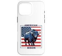 Custodia per iPhone 16 Pro Max American Bisonte Patriottico USA Bandiera Big Game Hunter Fluffy Mucca