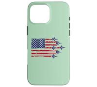 Custodia per iPhone 16 Pro Max American Flag Patriotic Fighter Jet Airplane Flyover 4th