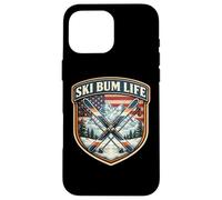 Custodia per iPhone 16 Pro Max American Ski Bum Life Divertente Sciatore Amante Sci Sport Invernali
