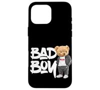 Custodia per iPhone 16 Pro Max Angry Bad Boy Style, Cool Teddy Bear Bad Boy Graphic Design