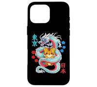 Custodia per iPhone 16 Pro Max Anime Kawaii Tigre Protetta Da Drago Giapponese