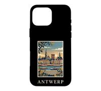 Custodia per iPhone 16 Pro Max Anversa, Belgio, fronte fiume, orizzonte, viaggio, arte