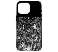Custodia per iPhone 16 Pro Max Arte vintage delle leggende della foresta di Cryptids Bigfoot Mothman