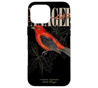 Custodia per iPhone 16 Pro Max Arte vintage Scarlet Tanager Bird Watching Nature Love Birds